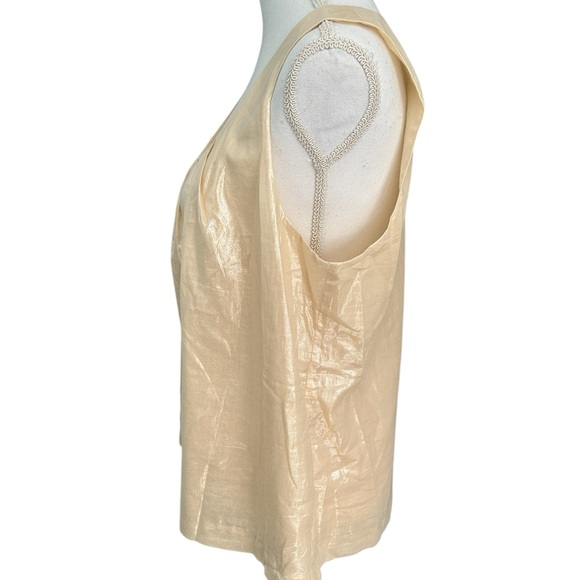 J. Crew sleeveless, shimmering gold tank, size 14, cotton, lined and lovely. - Picture 2 of 10